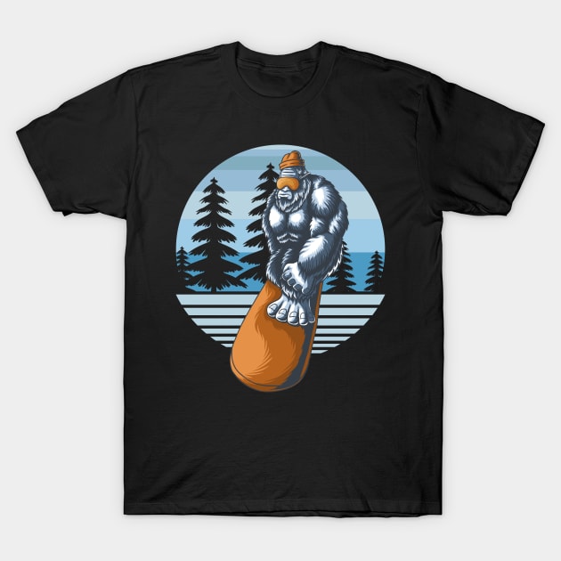 Yeti Snowboarding T-Shirt by puffstuff